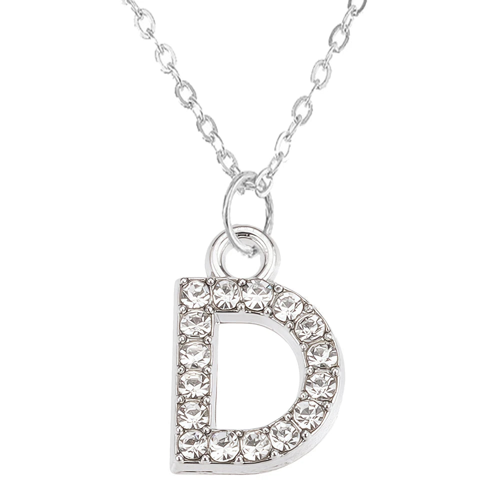 Fashion Shining A-Z Letter Pendant Charm Necklace 26 Initial Alphabet Name Clavicle Chain Party Valentine's Day Jewelry Gift