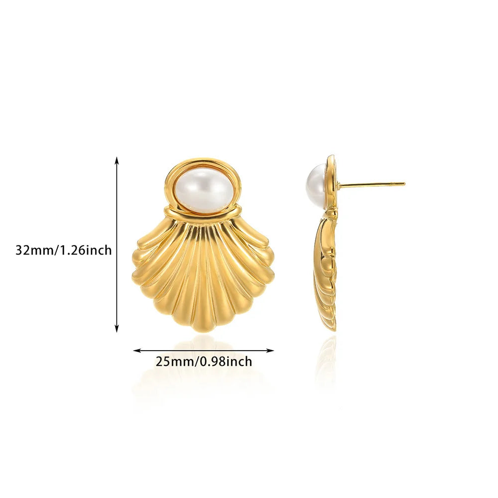 Circle Earrings For Women Vintage Punk Baroque Pearl Earrings Stainless Steel Ear Clip Women Jewelry Imitation Pearl Gift Mujer