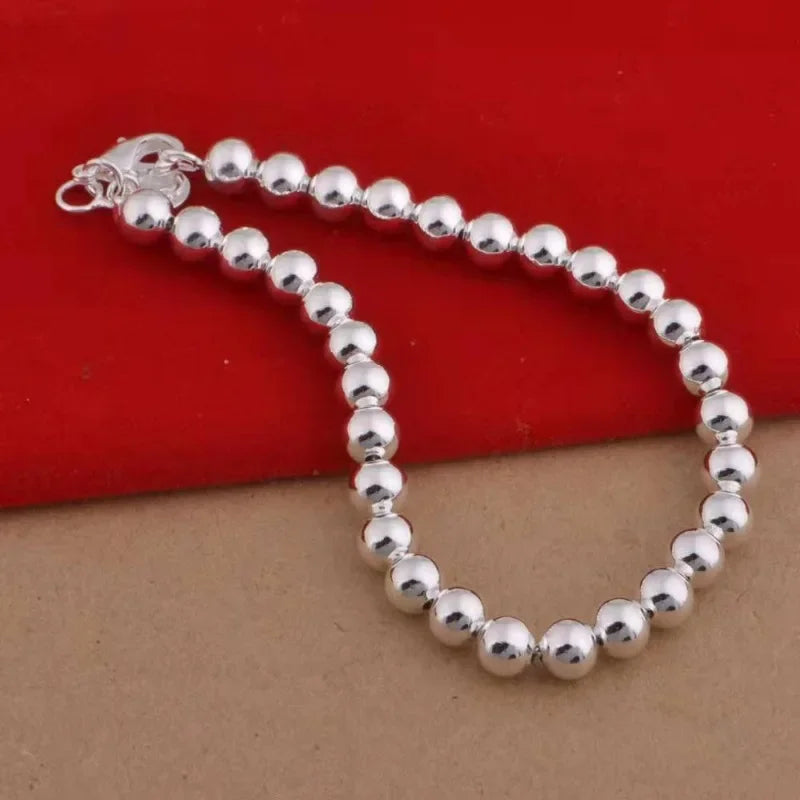 925 Sterling Silver Ball Bracelets For Women Fashion Designer Round Beads Adjustable Charm Bracelet Party Wedding Jewelry Gifts