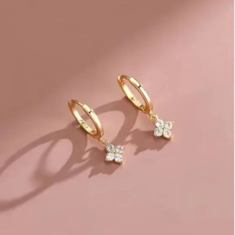 High Quality Crystal Four Leaf Flower Bracelet for Women Clasic Trendy Gold Color Stainless Steel Zircon Bangle Jewelry Gift