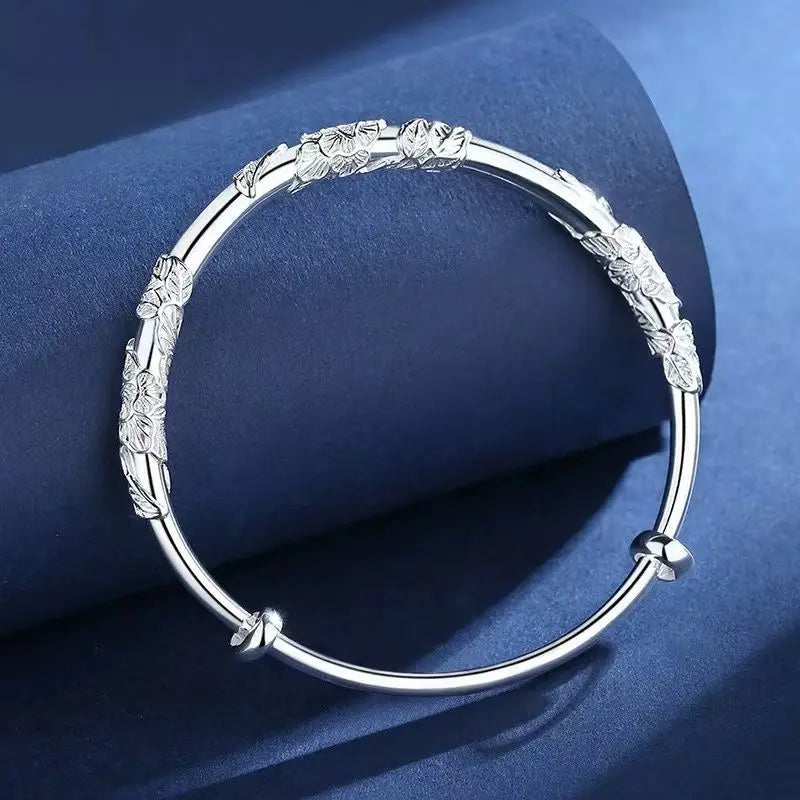 Fine 925 Sterling Silver Open Bracelets For Women Vintage Design Versatile Round Beads Bracelets Party Wedding Exquisite Jewelry