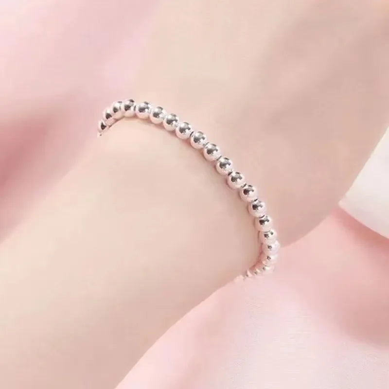 925 Sterling Silver Ball Bracelets For Women Fashion Designer Round Beads Adjustable Charm Bracelet Party Wedding Jewelry Gifts