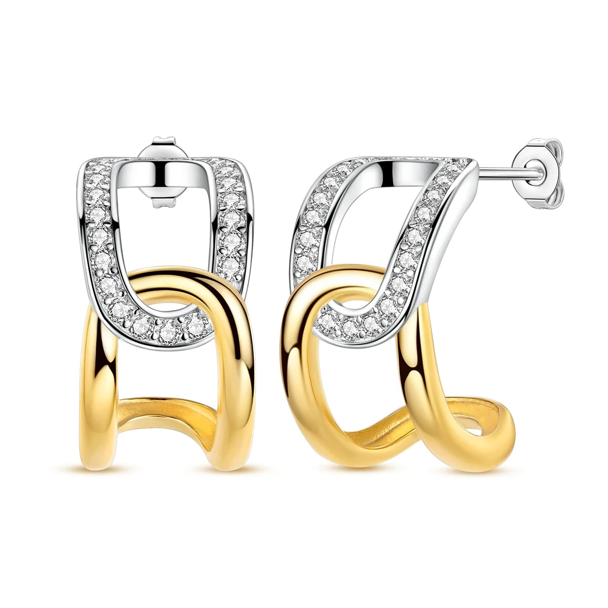 Gold Color Silver 925 Earring For Woman Round Sun Moon Heart Hoop Earring Original Jewelry