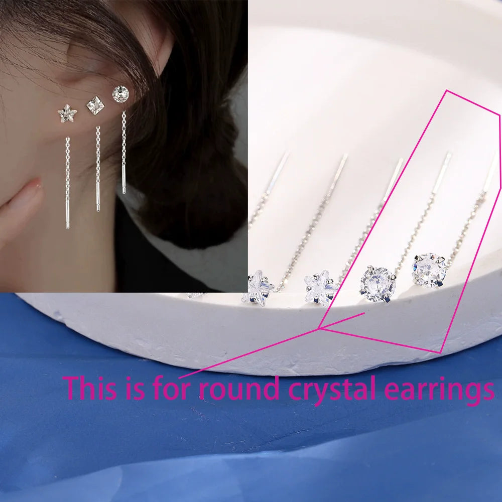 Ventfille 925 Sterling Silver Star Earring for Women Girl Simple Tassels Chain Fashion Office Jewelry Gift Dropshipping