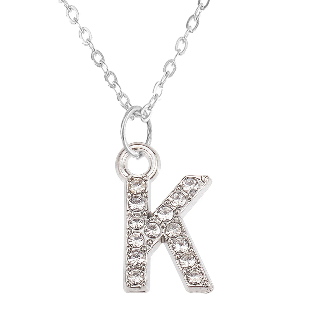 Fashion Shining A-Z Letter Pendant Charm Necklace 26 Initial Alphabet Name Clavicle Chain Party Valentine's Day Jewelry Gift
