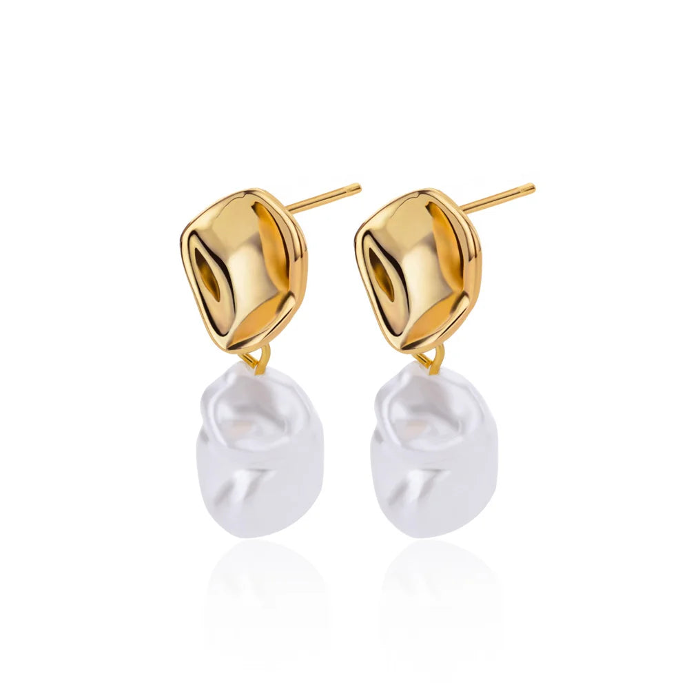 Circle Earrings For Women Vintage Punk Baroque Pearl Earrings Stainless Steel Ear Clip Women Jewelry Imitation Pearl Gift Mujer
