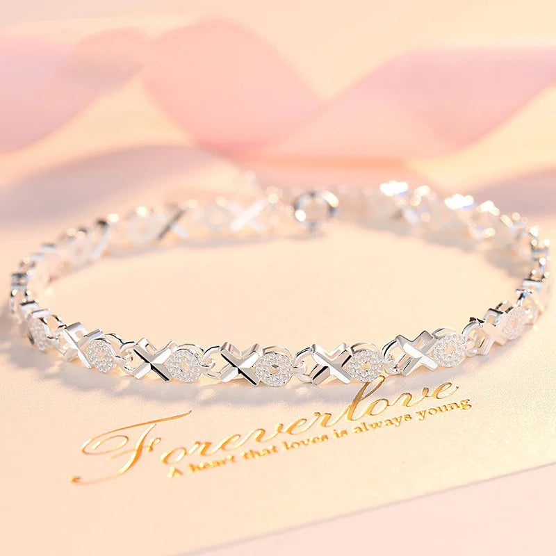 925 Sterling Silver White Zircon Bracelets For Women Luxury Designer Hollow Heart Adjustable Chain Bracelet Original Jewelry