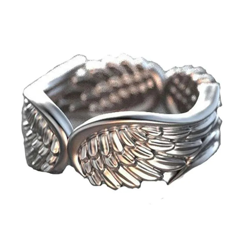 Retro Angel Demon Wing Couples Rings Antique Jewelry Popular Fashion Sense Open Adjustable Finger Ring Punk Hip Hop Gift