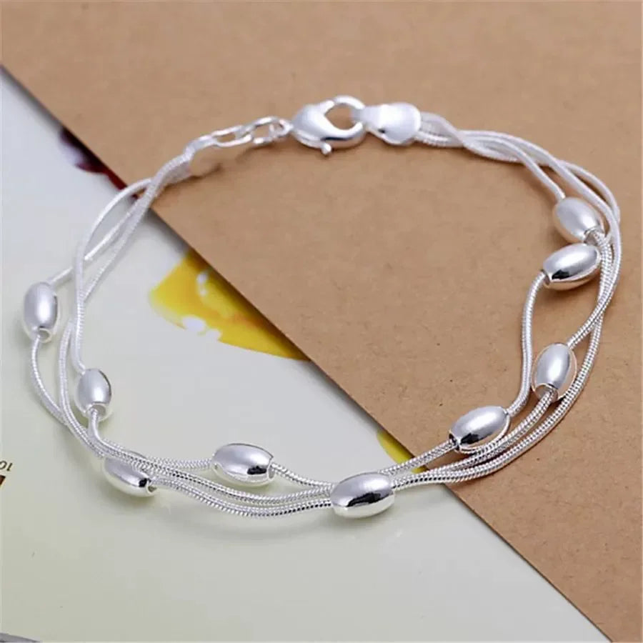 925 Sterling Silver Ball Bracelets For Women Fashion Designer Round Beads Adjustable Charm Bracelet Party Wedding Jewelry Gifts