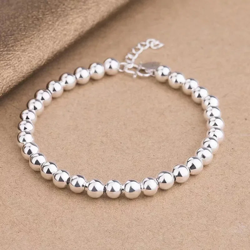 925 Sterling Silver Ball Bracelets For Women Fashion Designer Round Beads Adjustable Charm Bracelet Party Wedding Jewelry Gifts