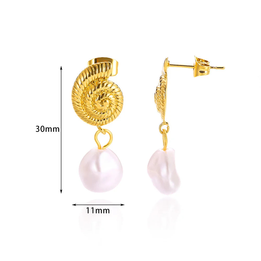 Circle Earrings For Women Vintage Punk Baroque Pearl Earrings Stainless Steel Ear Clip Women Jewelry Imitation Pearl Gift Mujer
