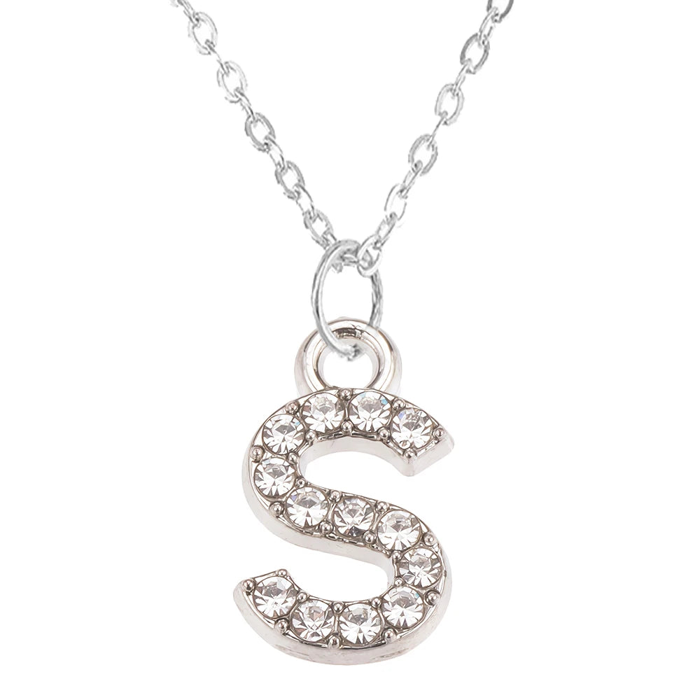 Fashion Shining A-Z Letter Pendant Charm Necklace 26 Initial Alphabet Name Clavicle Chain Party Valentine's Day Jewelry Gift