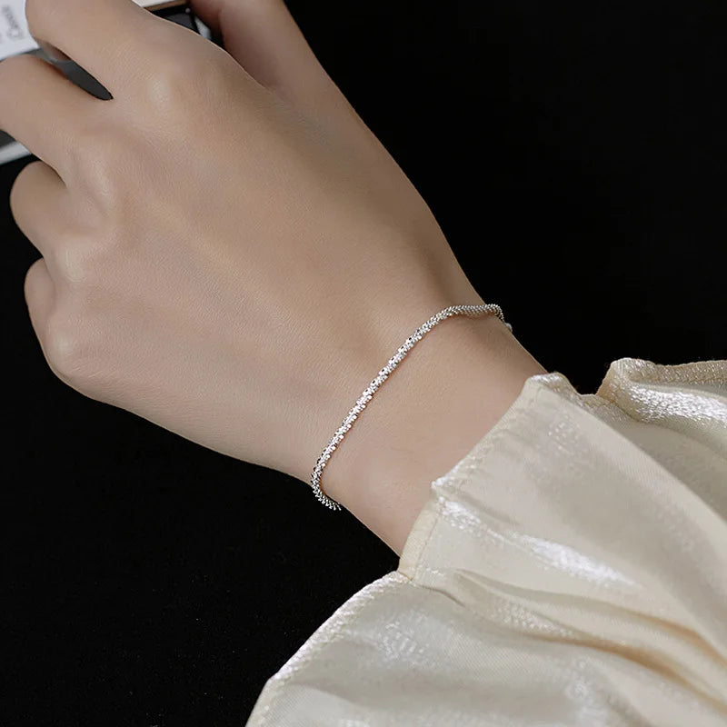 925 Sterling Silver White Zircon Bracelets For Women Luxury Designer Hollow Heart Adjustable Chain Bracelet Original Jewelry