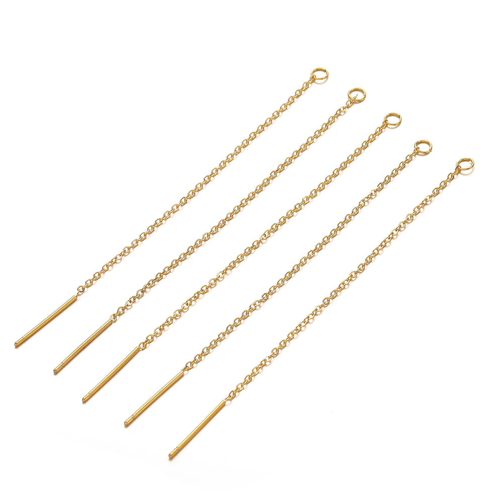 10pcs/lot Stainless Steel Long 8cm Chain Ear Line Earrings for DIY Jewelry Simple Earrings Necklaces Accessories Making Crafts