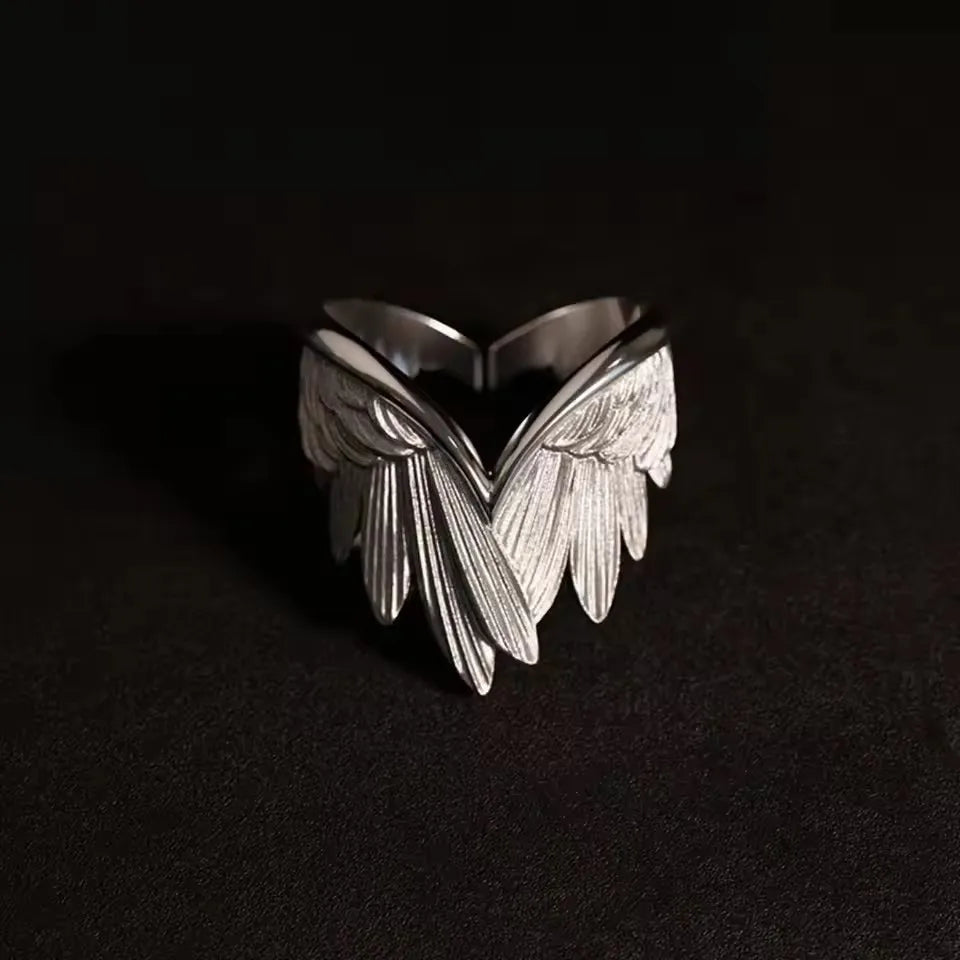 Retro Angel Wings Ring For Women Girls Punk Gothic Adjustable Open Ring Handmade Designer Jewelry Accessories Gift e783