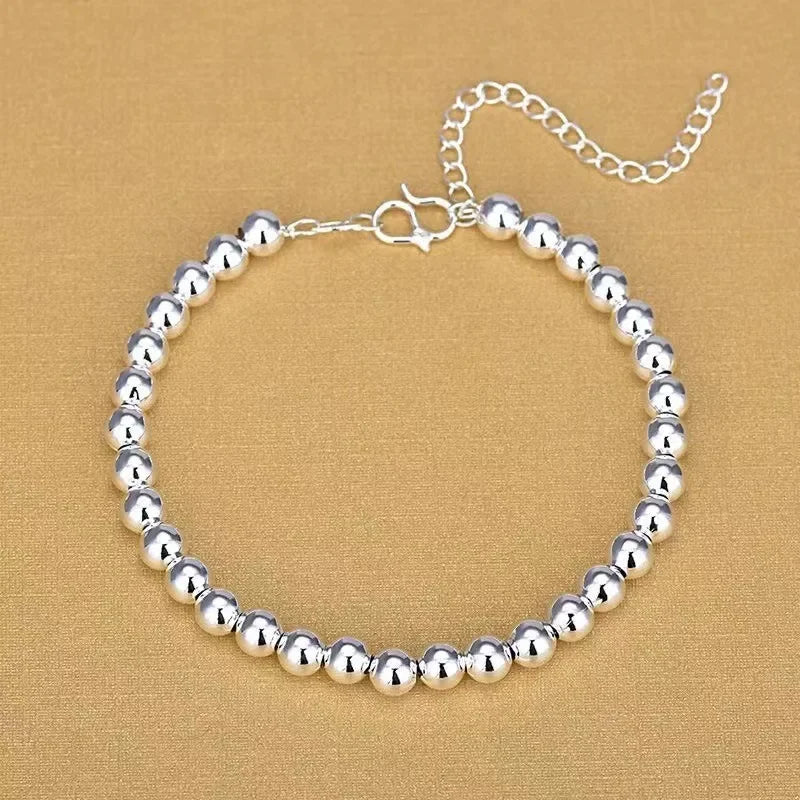 925 Sterling Silver Ball Bracelets For Women Fashion Designer Round Beads Adjustable Charm Bracelet Party Wedding Jewelry Gifts