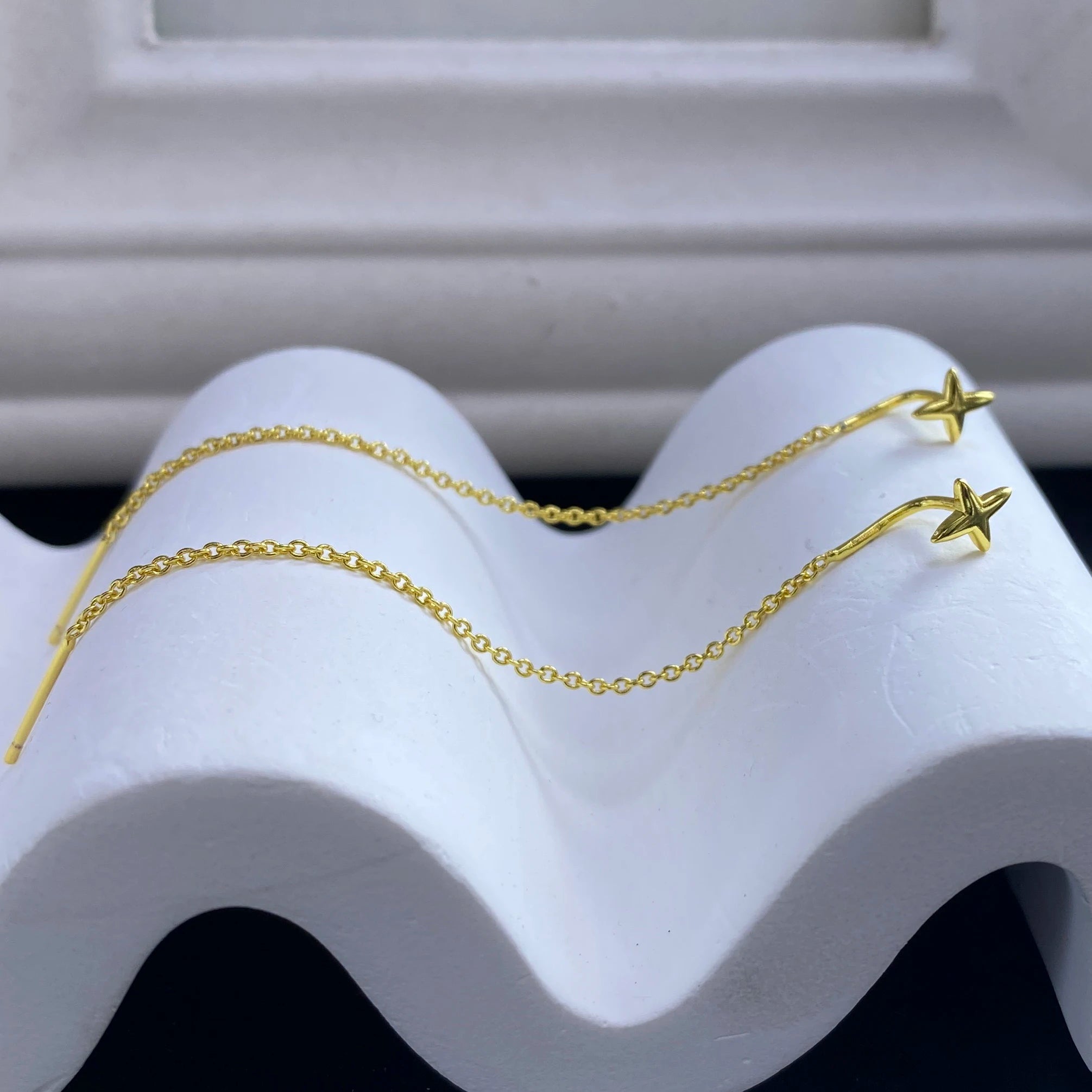 Ventfille 925 Sterling Silver Star Earring for Women Girl Simple Tassels Chain Fashion Office Jewelry Gift Dropshipping