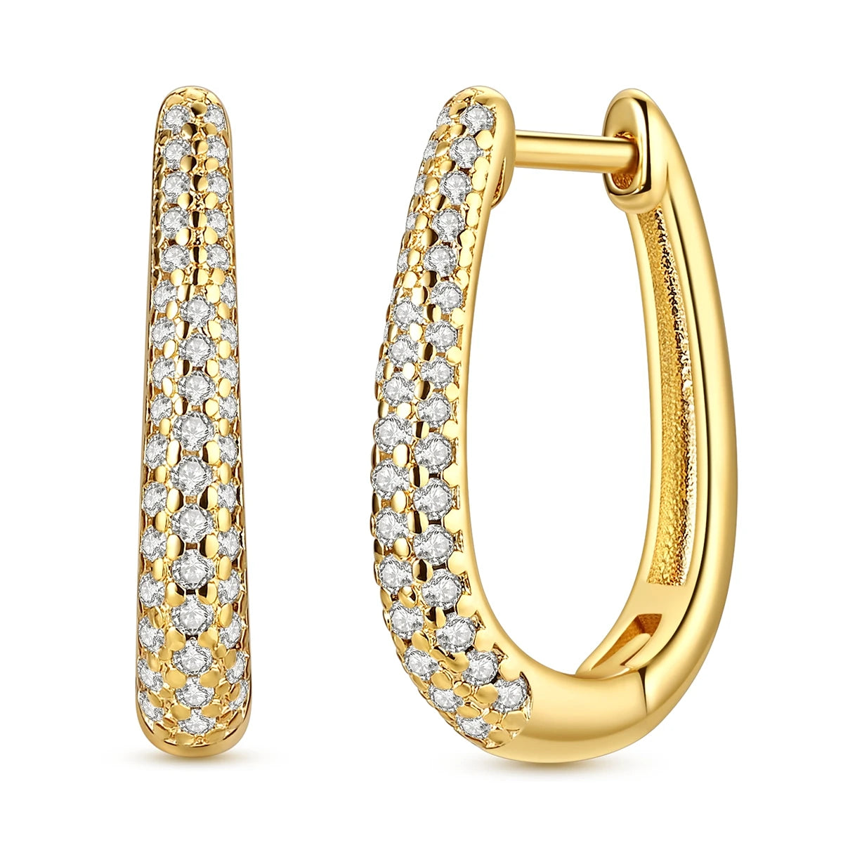 Gold Color Silver 925 Earring For Woman Round Sun Moon Heart Hoop Earring Original Jewelry