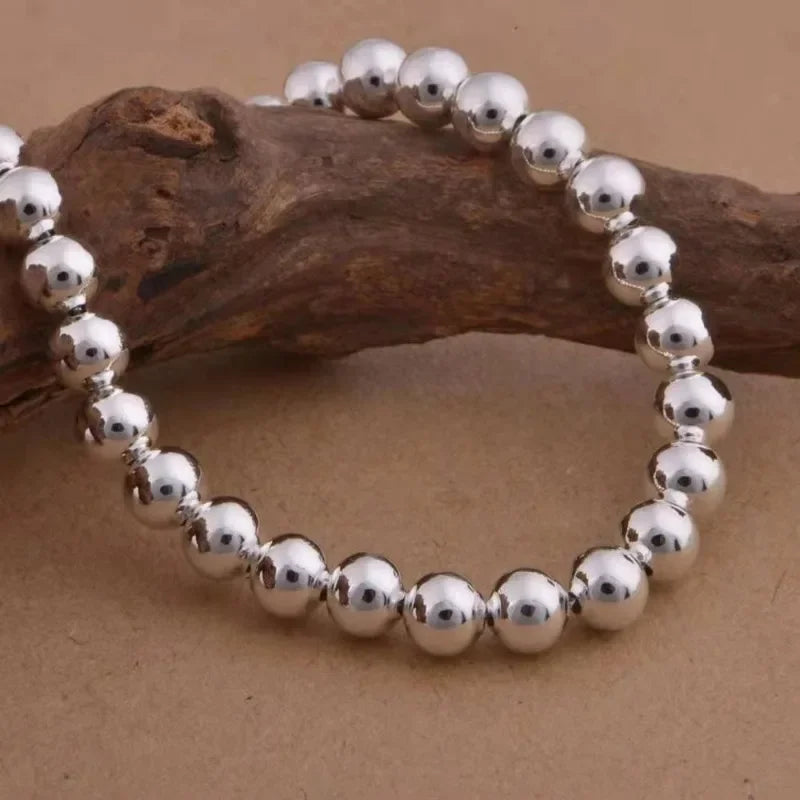 925 Sterling Silver Ball Bracelets For Women Fashion Designer Round Beads Adjustable Charm Bracelet Party Wedding Jewelry Gifts