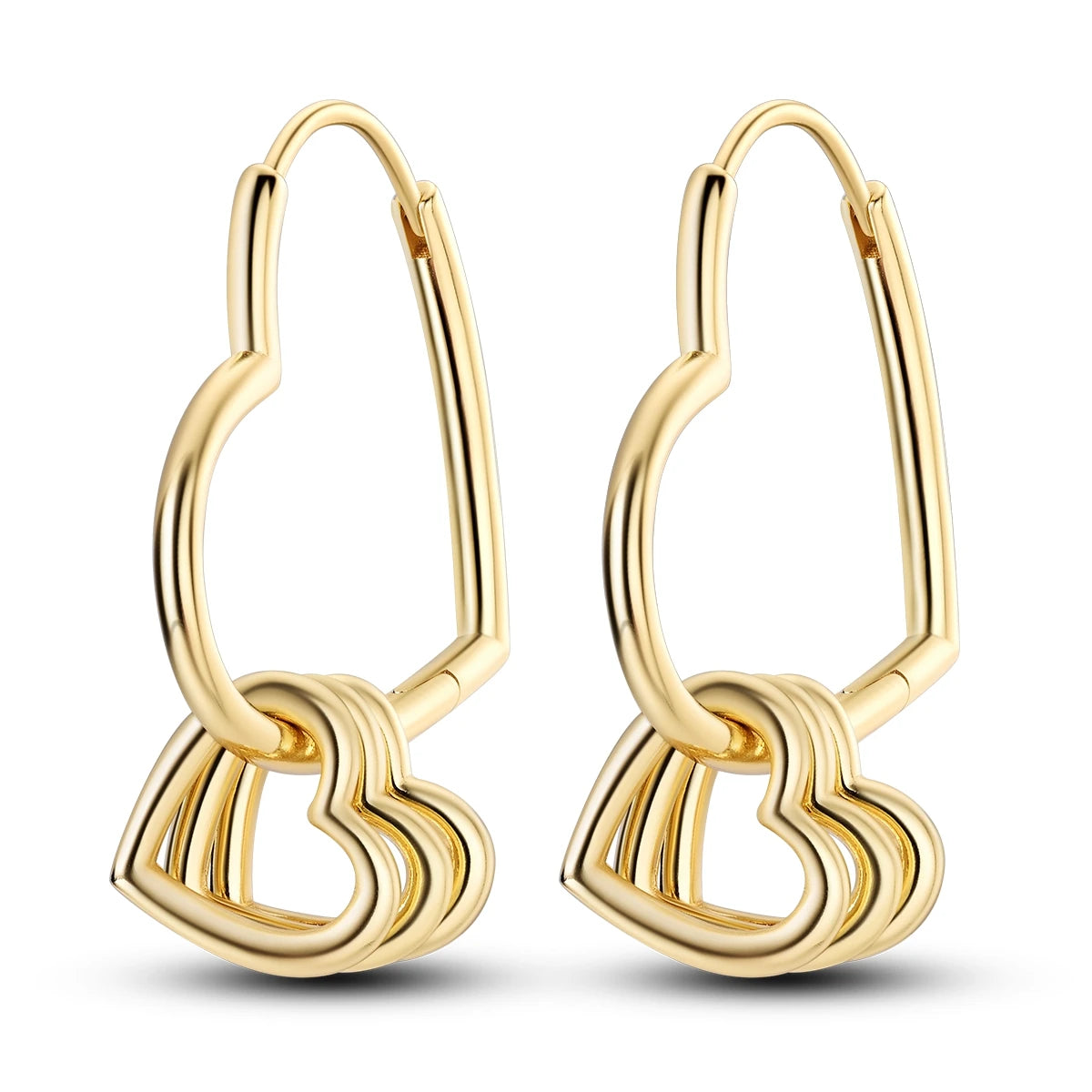 Gold Color Silver 925 Earring For Woman Round Sun Moon Heart Hoop Earring Original Jewelry