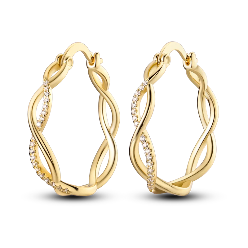 Gold Color Silver 925 Earring For Woman Round Sun Moon Heart Hoop Earring Original Jewelry