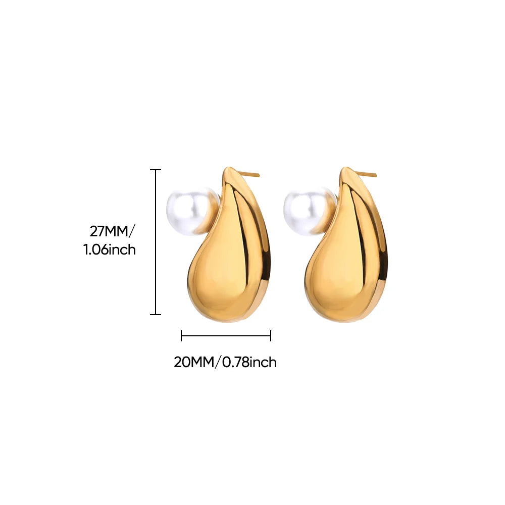 Circle Earrings For Women Vintage Punk Baroque Pearl Earrings Stainless Steel Ear Clip Women Jewelry Imitation Pearl Gift Mujer